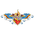 Crowned Heart with Sparrows Lower Back Temporary Tattoo